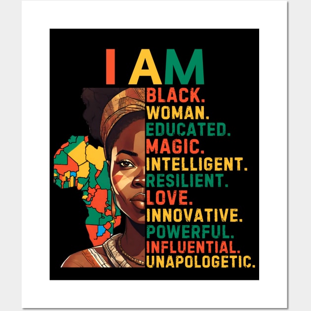 I am black woman educated, Black History Month Cute Woman Wall Art by Pikalaolamotor